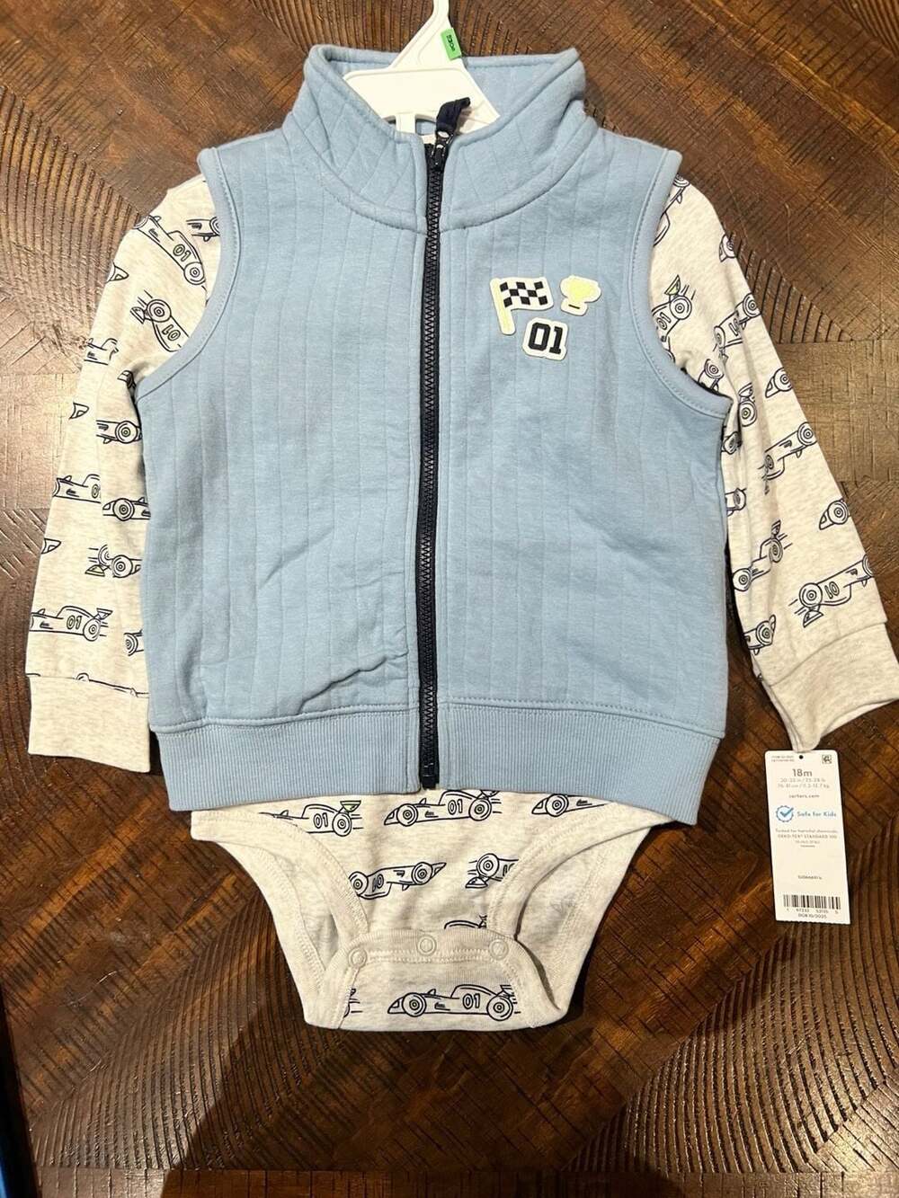 Carter's Baby Boys Race Car Vest and Bodysuit Set